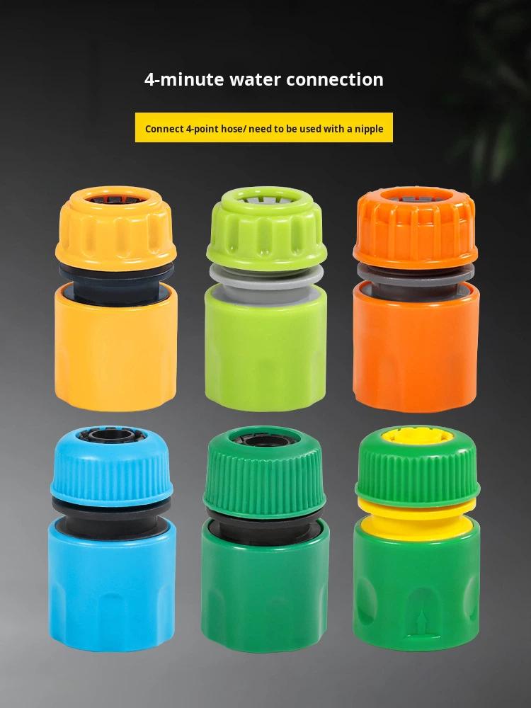 Garden Water Connectors 4-Point Hose Water Pipe Quick Connector Eco-Friendly Water Passage ABS Plastic Nipple-Type for Home