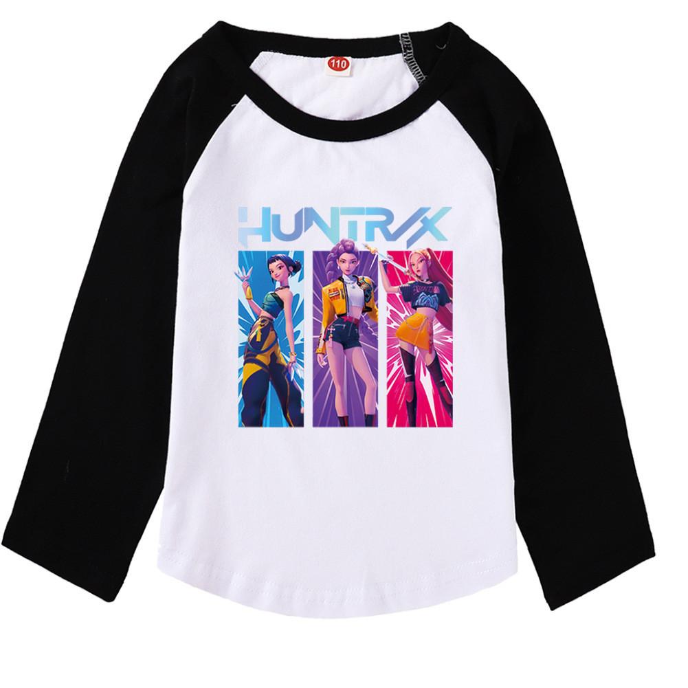 Cartoon Kids Rumi Anime Girls Printing Patchwork Long Sleeves 100 Cotton Tshirt