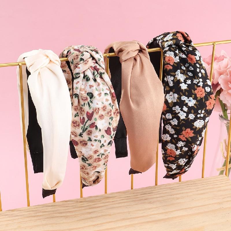 4PCS Fabric, Flower, Temperament Girl, Headdress, Adult Headband, Fashion Flower, Daisy, Knot, Female, Hairband