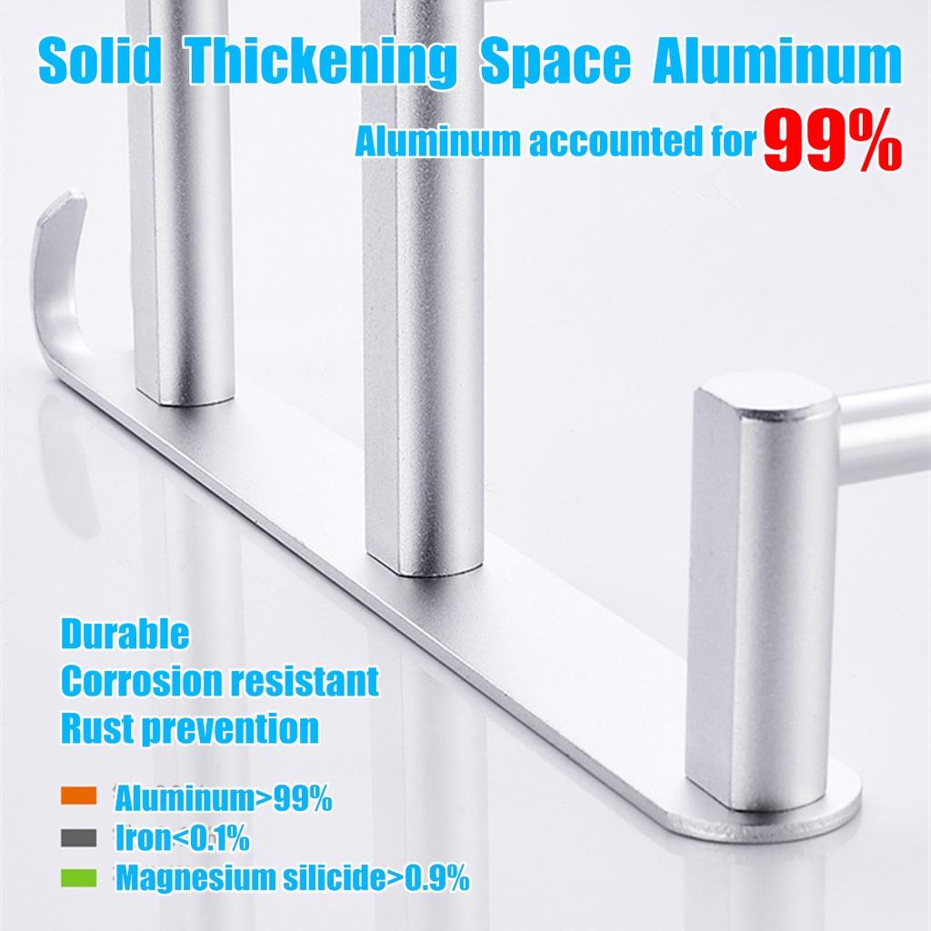 1/2/3 Tiers 60cm Wall Mounted Bathroom Aluminum Alloy Towel Bar Rail Matte Black/Silver Towel Holder Towel Hanger
