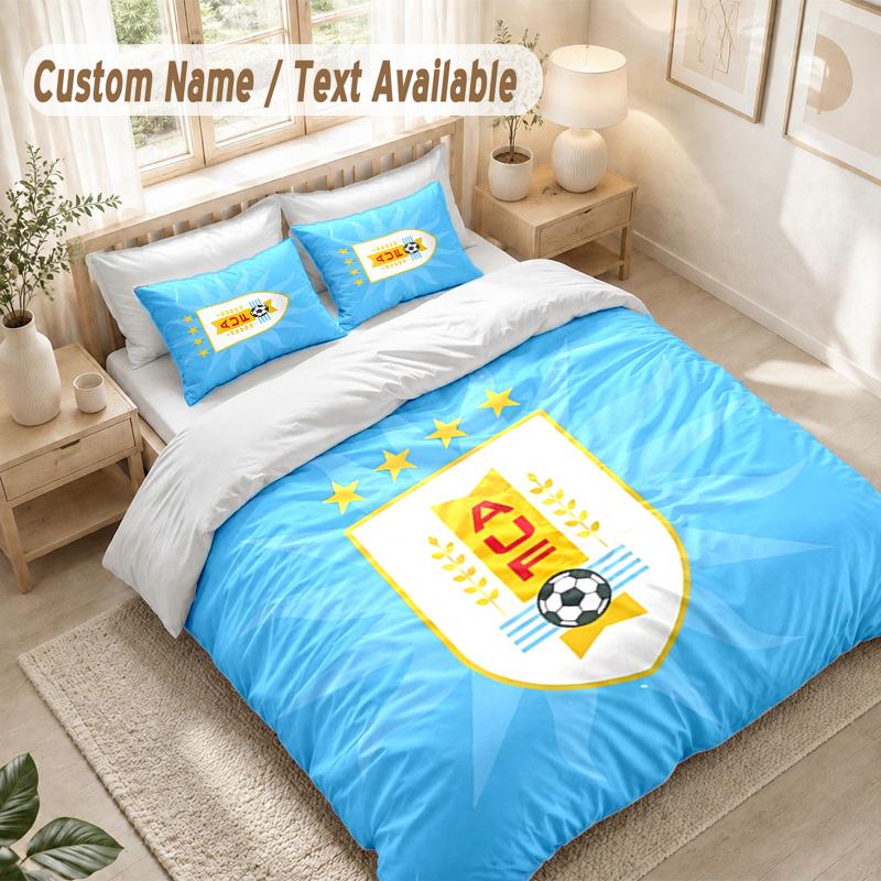 Uruguay National Team Bedding Set, 1 Duvet Cover & 2 Pillowcases Soft Comfortable Bedroom Home Textile Decor