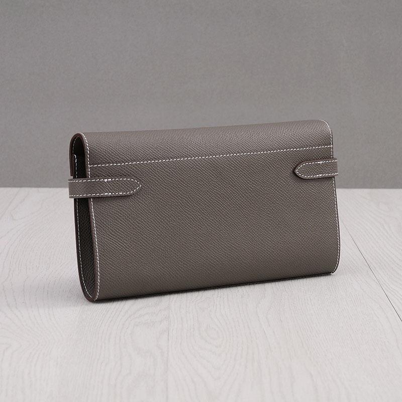 Cartera larga elegante de piel de vaca con estampado de palmeras para mujer