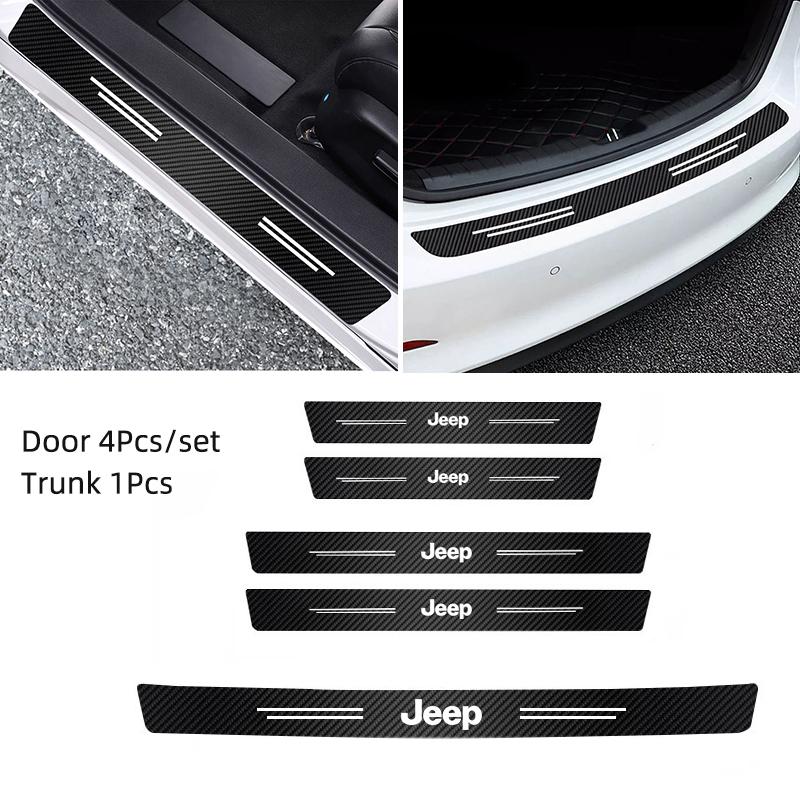 Car Threshold Strip Anti Stepping Leather Protective Sticker For Jeep Grand Cherokee Wrangler JK Gladiator Compass Renegade Patr AJT1