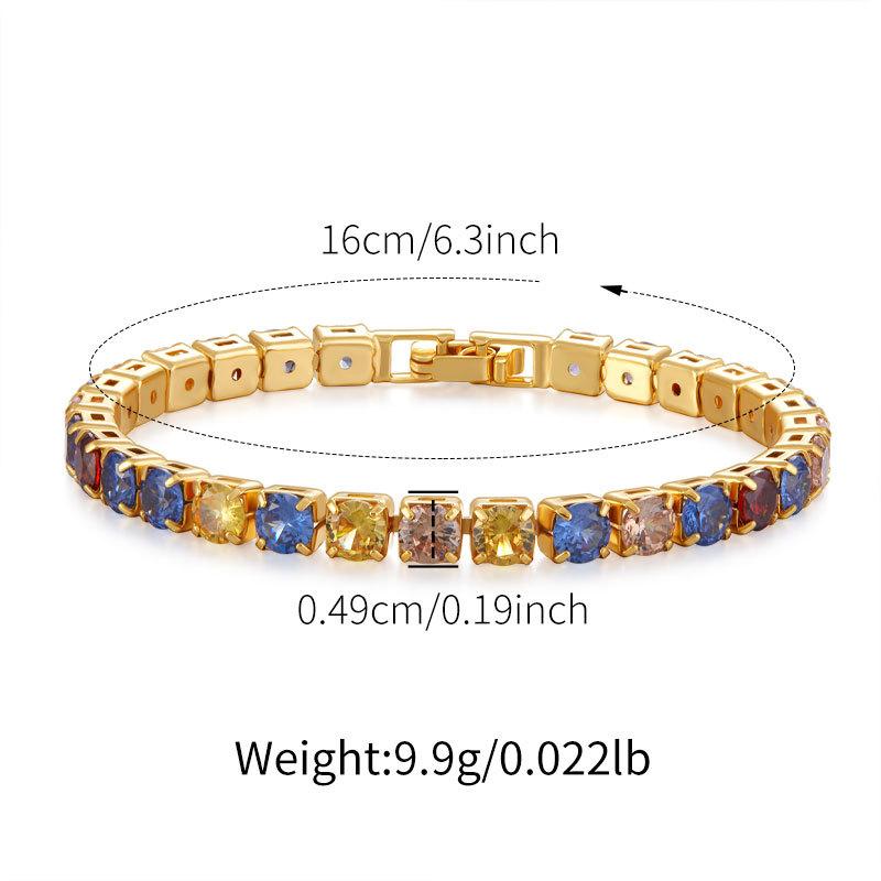 Fashion Modern Color Retention Real Gold Plated Colored Zircon Business Bracelet For Women