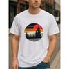 European Sizes Round Retro Sunset Pine Forest View Men's Printed Short-sleeved Shirt, Regular Sweat-absorbing and Quick-drying Sports T-shirt