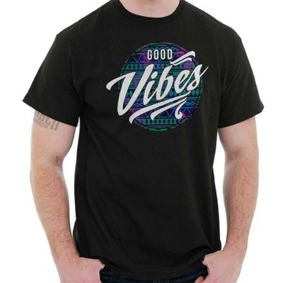 Retro Good Galaxy Pattern Hippie Vibes Quote Womens or Mens Crewneck T Shirt Tee