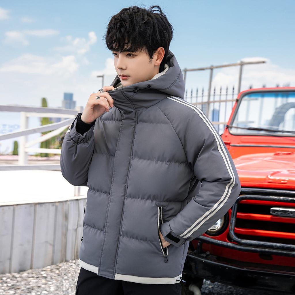 Padded clothes men's winter new padded jacket two bars short bread clothes windproof, waterproof and warm thickened hooded padded clothes