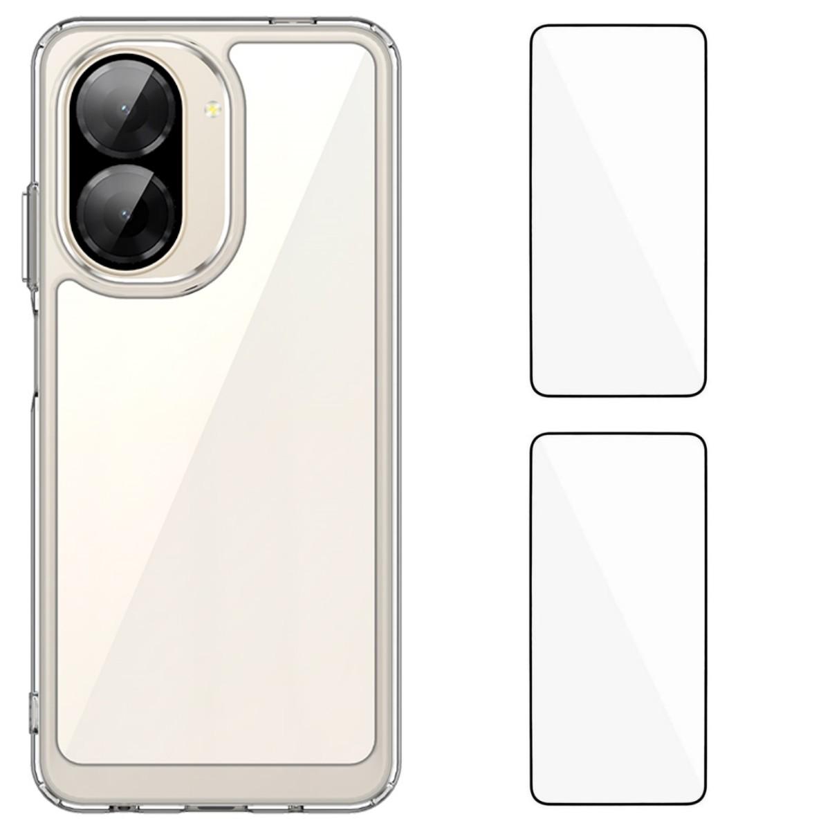 

Для Xiaomi Redmi A5 NFC (173.45*79.35*8.45мм) Прозорий чохол для телефону WANLONFENG серії MF2 з ТПУ та акриловою кришкою та 2 шт. загартованого скла Transparent