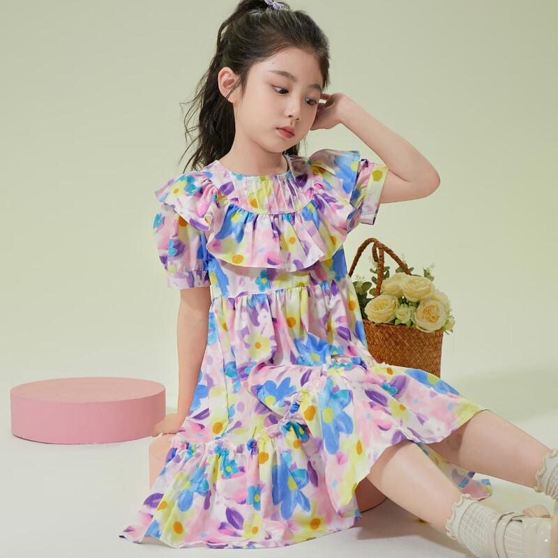 Little Tiger Patty Girls  Sweet Floral Princess Dress 130