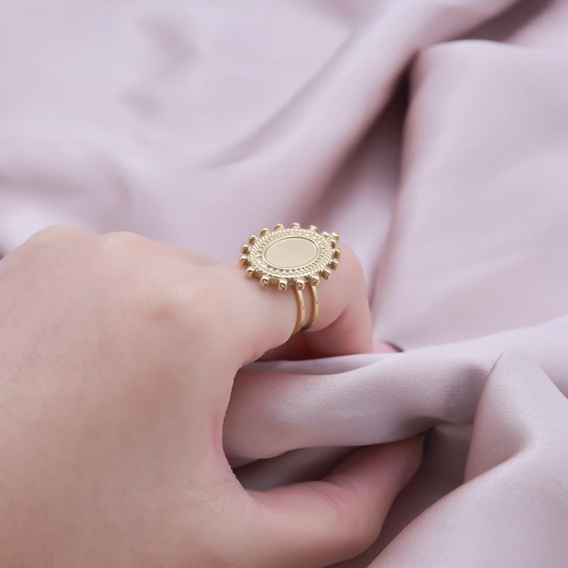 Fashion DIY Drip Oil Rhinestone Round Oval Water Droplets Blank Settings Open Adjustable Stainless Steel Ring For Women Men Gift
