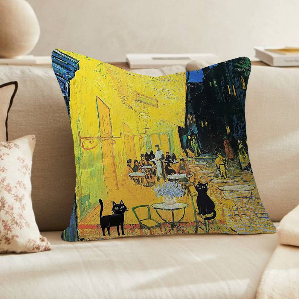 

Black Cat Art Pillow Cushion Cover Pillowcase Living Room Sofa Home Decor Customized 30x30 cm