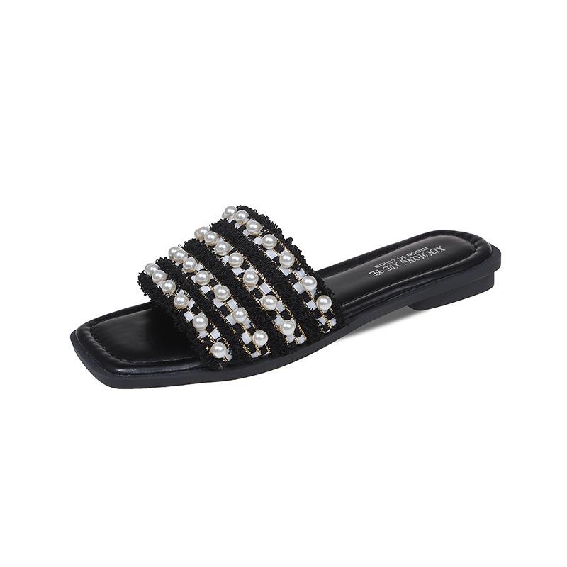 

Internet celebrity Xiaoxiangfeng slippers female~ 2025 summer new ins popular outer wear thick bottom one-word drag temperament fashion sandals 43 чёрный