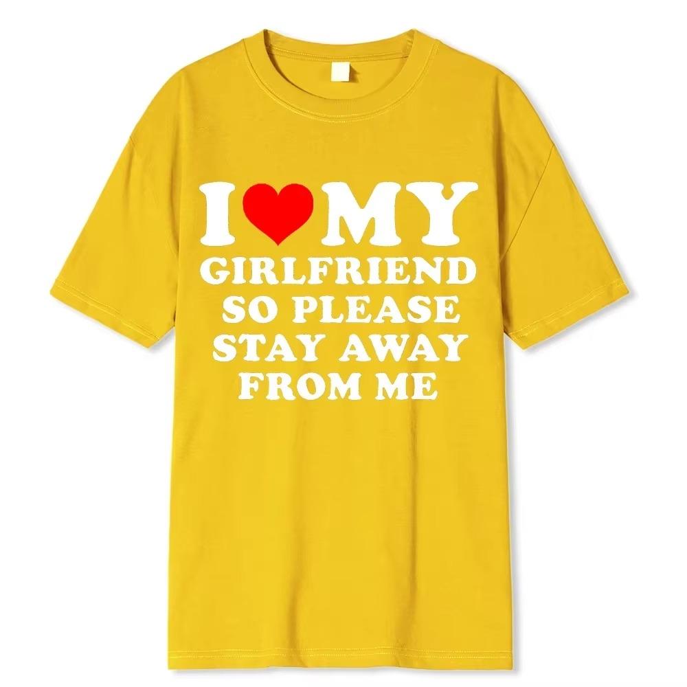 I Love My Girlfriend T Shirt Men Gift Valentine's Day I Love My Boyfriend Clothes Funny Street Tee Tops Cotton Girls T-Shirts