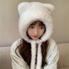 Cute Little Bear Knitted Hat for Women with Plush Thick Hat Plus Velvet Thick Ear Protection Wool Hat Cold Hat