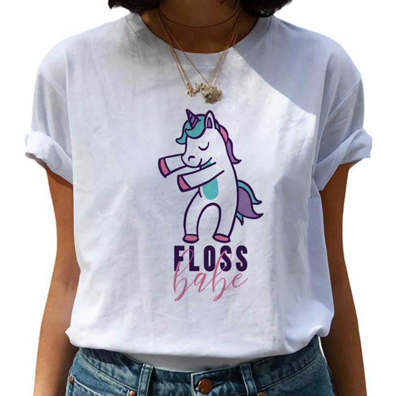 

Unicorn Kawaii Harajuku 90S T Shirt Women Cute Unicornio Funny T-Shirt Ullzang Graphic Tshirt Grunge Korean Style Top Tee Female XXXL білий