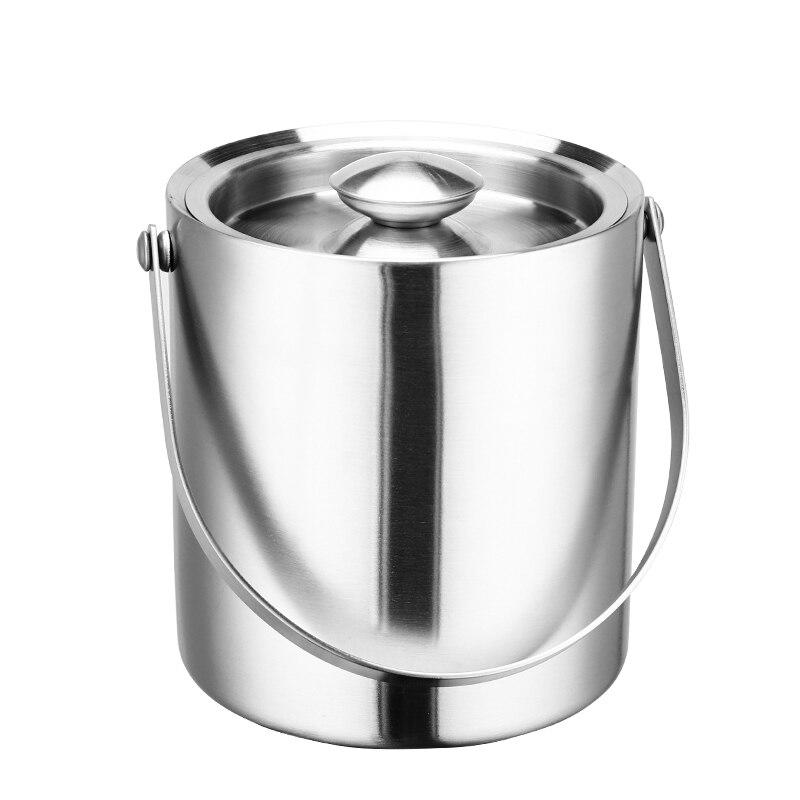 Stainless Steel Ice Bucket Filling Thickened Bucket Double Bucket Insulated Red Wine Ice Bucket with Beer Lid Bar | Ice Bucket and Clamps