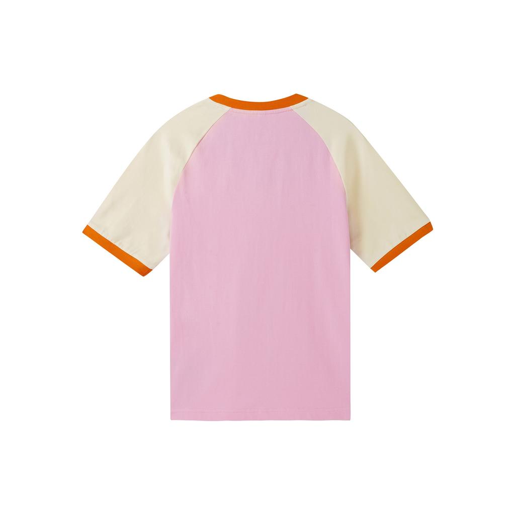 Adidas Originals Adicolor 70s Retro Series Color-Block V-Neck T-Shirt Women Tops Pink IK7886