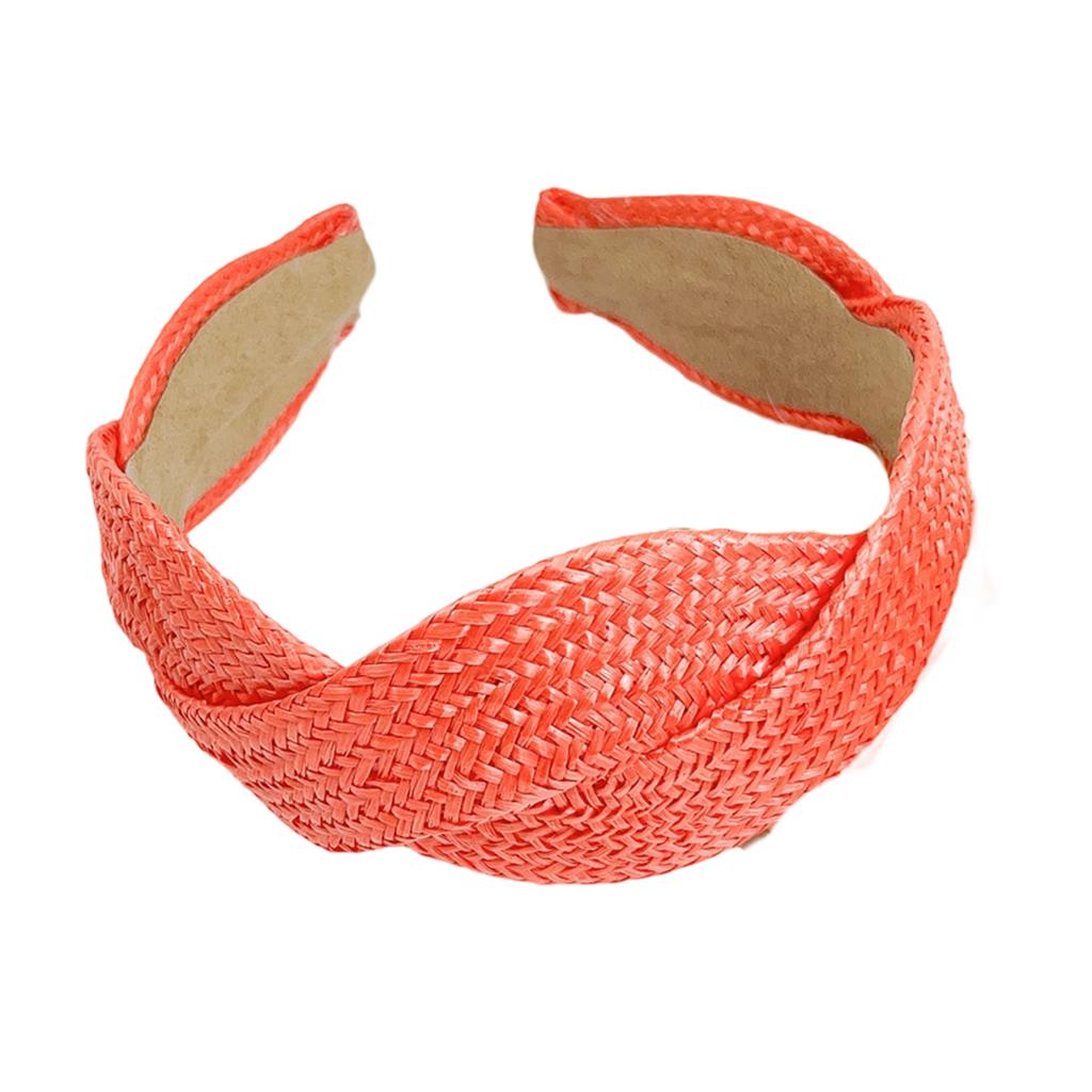 Wide Brim Braided Straw Headband Comfort Fit Solid Color Hair Accessory For Women Casual Outings Parties Vacations