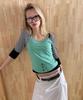 HERETIC Button Stripe Strap Halter Top / Deep Mint