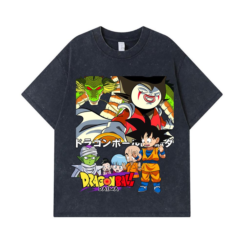 275 GSM Washed T-shirts 100% Cotton Dragon Ball V19 Daima Print Unisex Heavy Cotton T Shirt