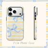Pastel Blue Ribbon Stripe Pattern Art Graphic Film Aesthetic Protective Shockproof Bumper Phone Cover For iPhone 13 14 15 16 17 Pro Max Plus