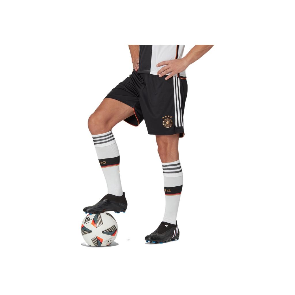 Adidas FW22 Logo Print Three-Stripe Elastic Waist Soccer Shorts Germany Home Kit Men Bottoms Black HJ9605