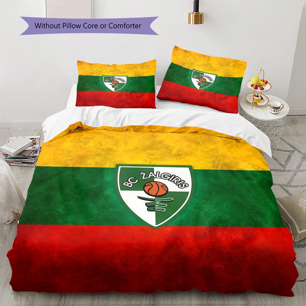 Žalgiris Kaunas Pattern Bedding Quilt Set Home Decoration Gift (1 * duvet cover + 2 * pillowcase without core)