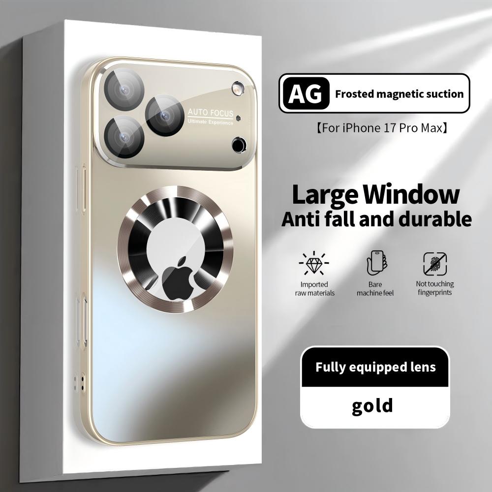 Titanium Metallic Luxury Matte Case For iPhone 17 12 13 14 15 16 Pro Max Plus For Magsafe Glass Lens Camera Protection Cover