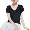 Short-sleeved V-neck Plus-size Women's T-shirt Summer Form-fitting Topsimple Base Layer