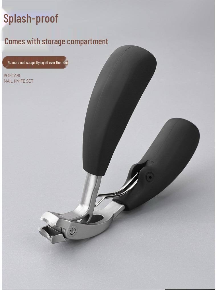 Anti-Splash Bent Head Nail Clippers: Large Opening for Thick, Hard Nails - Home Manicure Tool