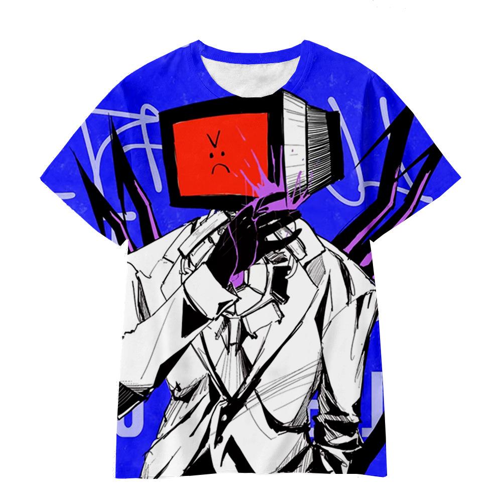 Cartoon Animation Surveillance Man Toilet Man TV Man Funny Cartoon Series 3D Printing Casual Loose Children's Clothing T-Shirt