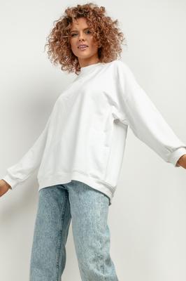 Wide Long-sleeved Sweatshirt T417 White White XS/S