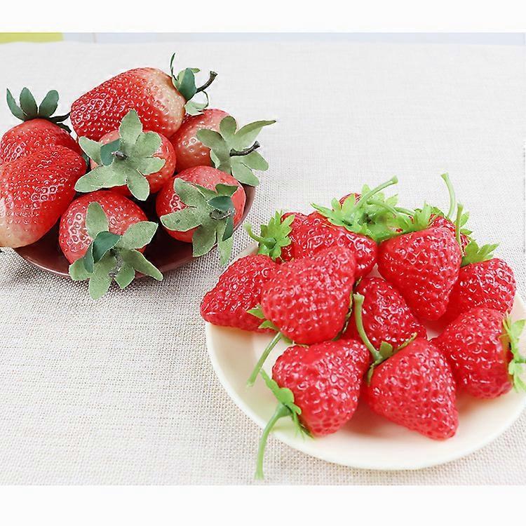 10Pcs Artificial Strawberry Lifelike Fruit Strawberries Photography Prop Home Kitchen Cabinet Party Ornament
