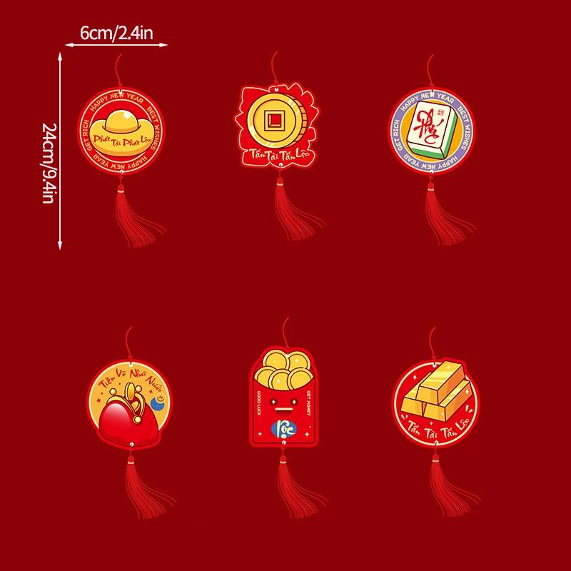 Chinese New Year 2026 Decoraitons  Spring Festival Hanging Ornaments Plant Bonsai Pendants with Tassle Horse Year Party Supplies