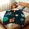 Outer Space Spaceship Astronaut Rocket Throw 240g Lightweight Flannel Blanket, Soft Skin Throw Blanket for Sofa Bedroom