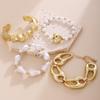 Liquid Metal Geometric Bracelets Set For Women Irregular Imitation Pearls Heart Beaded Bracelets Party Jewelry Gifts
