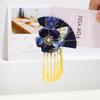 Elegant Kimono Hair Clip Traditional Metal Tassel Faux Pearl Decor Hair Clip Cloth Sakura Flower Fan Shape Hairpin Kids Girls