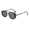 Double beam metal punk sunglasses men's, women's retro ins style European and American ink polygon personalized glasses