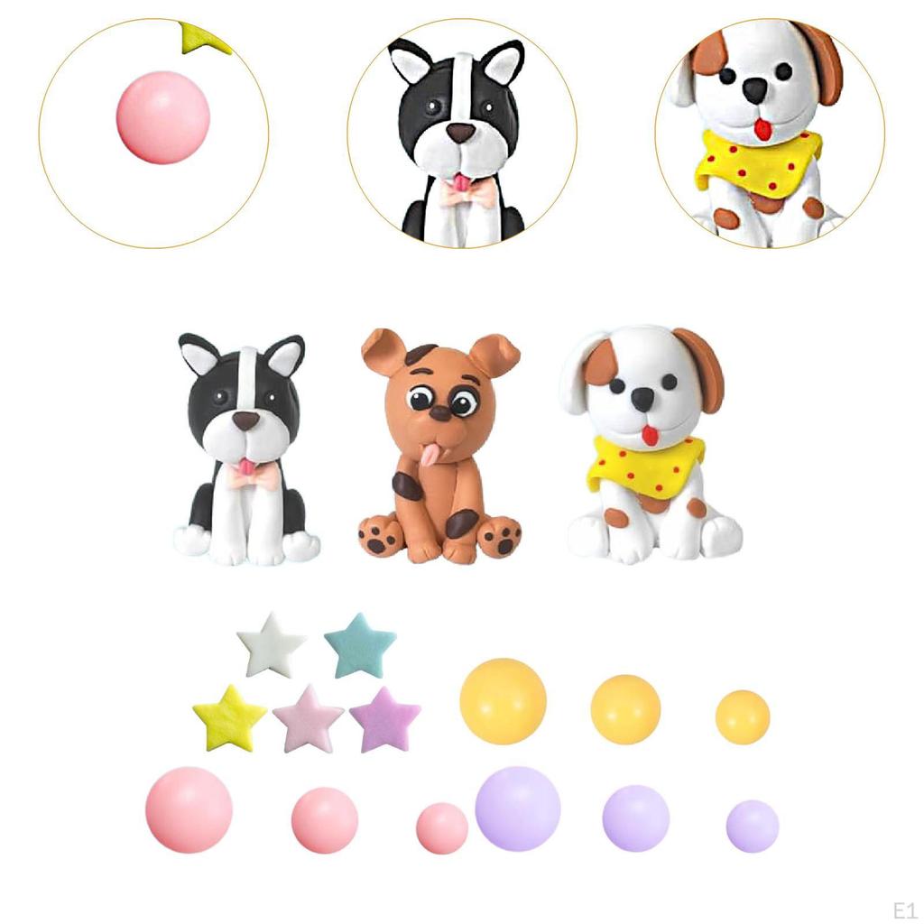Dog Cake Toppers Puppy Cupcake Dolls Clay Figurines Decor for Gender Reveal Graduation