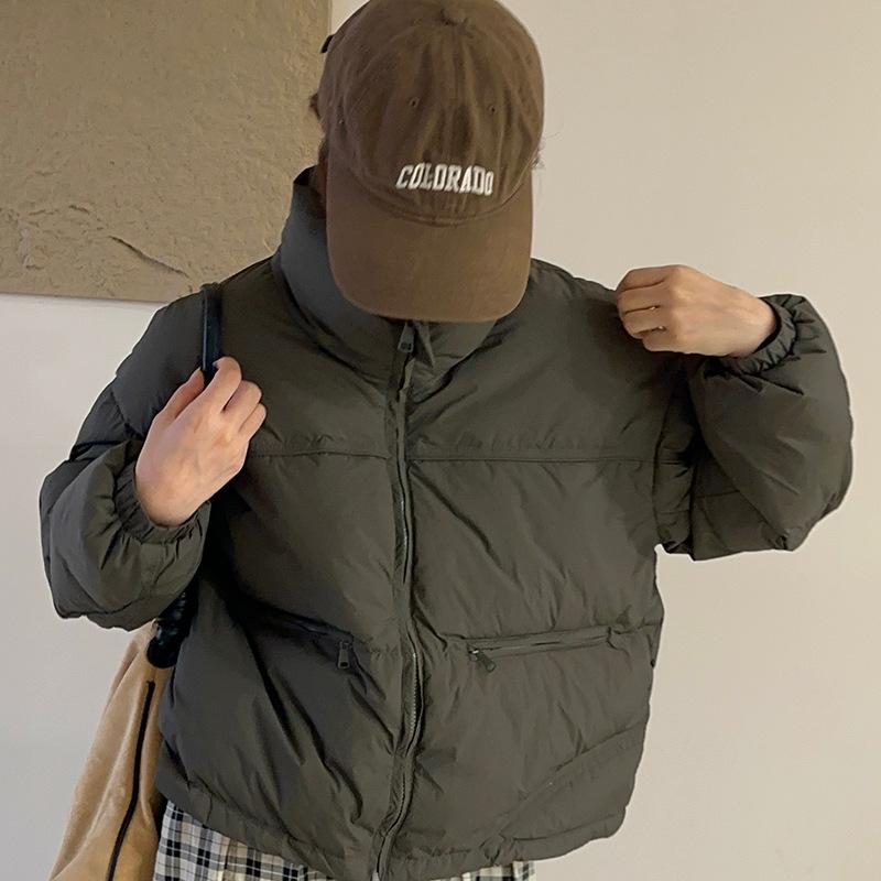 FASHION 2024 Winter New Fashion Stand-up Collar Pocket Down  Women's Short White Duck Down Warm Winter  Clothes