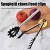 Silicone Stainless Steel Non-Scalded Grill Clip And Pasta Spoon Set, Sturdy Toothed Pasta Fork, Spaghetti Spoon And Food Clip