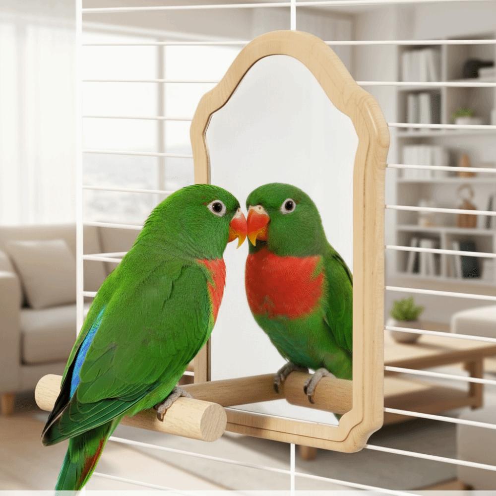 Detachable Parrot Mirror Toy Bite-Resistance Interactive Bird Toy Bird Perching