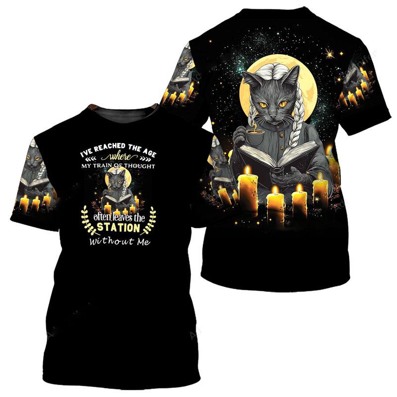 Roztomilé zvířátko kočka 3D celoplošný potisk tričko unisex denní vtipné ležérní trička s krátkým rukávem barevný retro vzor módní tričko top