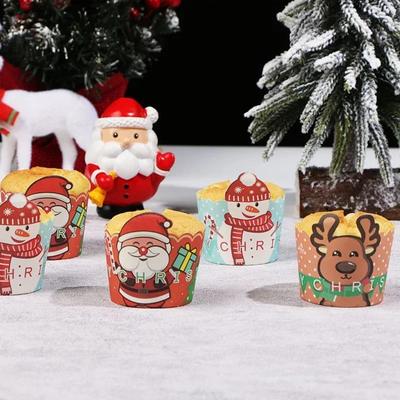 50 STÜCKE Weihnachten Cupcake Förmchen Ofen Heißluftfritteuse Muffin Cup Cake Form Frohe Weihnachten Party Dekorationen Backgeschirr