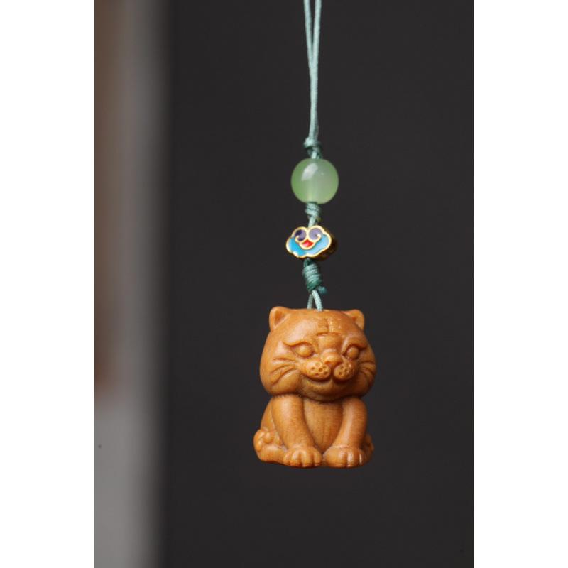 Zodiac Tiger Wooden Phone Charm & Key Chain: Cultural Night Market Souvenir