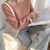 Korean Style Loose Square Neck Sweater - Women's Thick Cable Knit Waist-Slimming Top for Autumn/Winter