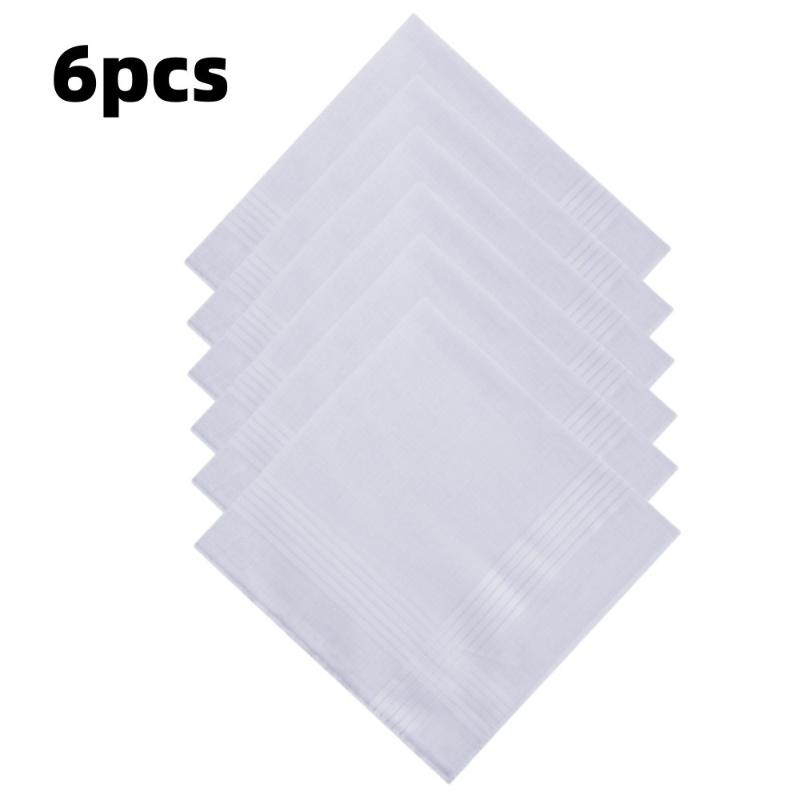 

6/12 шт. Мужские чисто белые носовые платки Женские однотонные носовые платки Носовые платки из чистого хлопка Брюки с накладным карманом Шарф 6Pcs
