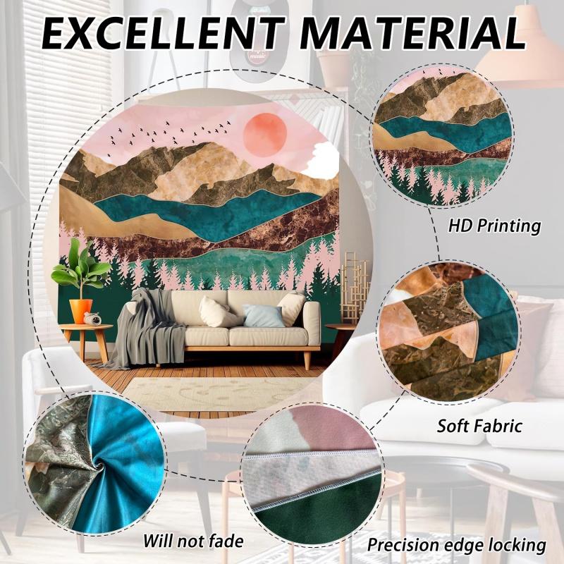 Mountain Tapestry Forest Tree Sunset Natural Scenery Tapestry Abstract Art Room Decoration Background Wall Cloth