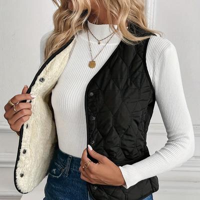 Damen Warm gefütterte Jacke, Winterkleidung Damen Winterweste, Damen Herbst Winter Warme Weste