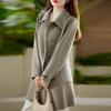 100% Wool Women Coat TIDENOVEL Autumn Wool Long Coat Handmade Pea Coat Winter Warm Wool Long Jacket Overcoat